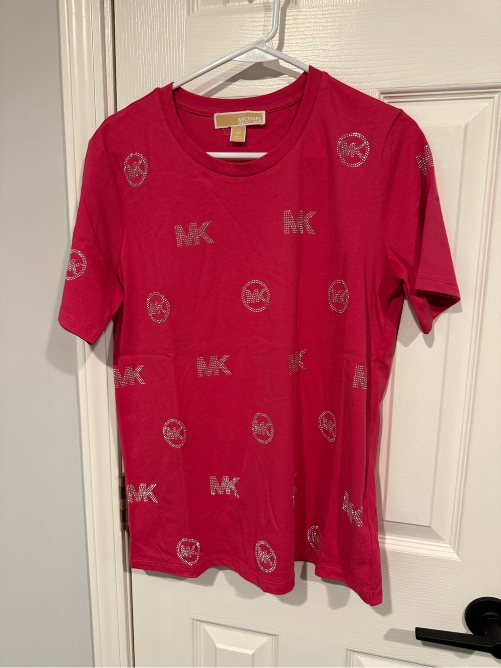 Michael Kors Pink Crystal Logo Tee NWOT